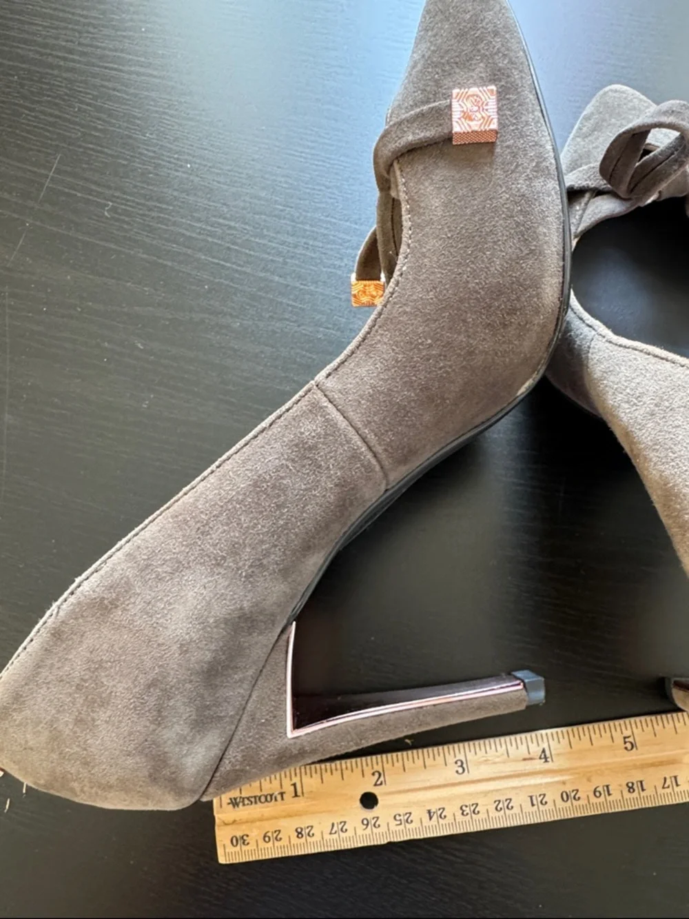 Ted‎ Baker London Gewell Charcoal Grey Suede Pumps Bow Casual Heels Size 8.5 New